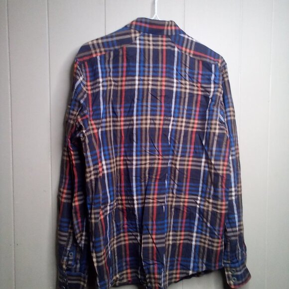 Sean John Button Up Shirt M Tailored Fit Long Sleeve Pockets Plaid - Picture 4 of 10